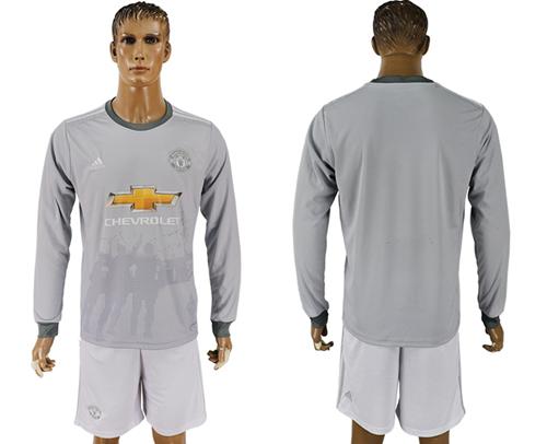 Manchester United Blank Sec Away Long Sleeves Soccer Club Jersey - Click Image to Close